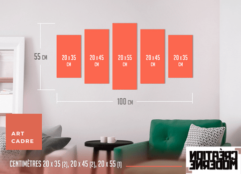 Tableau Pentaptyque Moyen - Emprise au mur