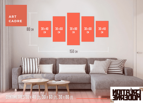 Tableau Pentaptyque Grand - Emprise au mur