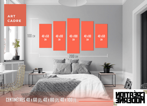 Tableau Pentaptyque XXL - Emprise au mur